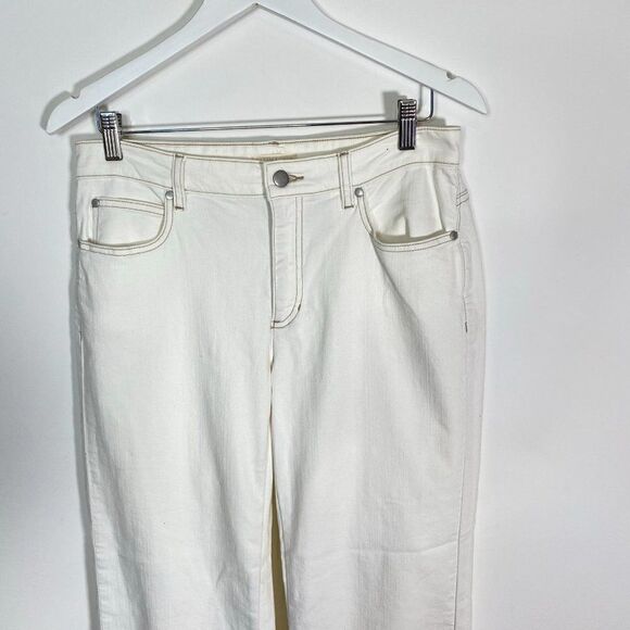 Eileen Fisher White Straight Leg Organic Cotton Jeans - Picture 4 of 8